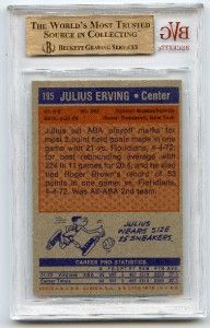 1972 73 Topps Julius Erving 195 Rookie BVG 9 5 Gem Mint