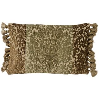 Vintage Green Fringed Accent Pillow   #G2842