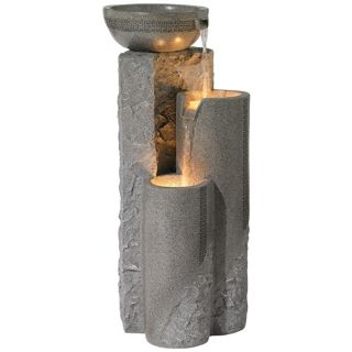 Faux Marble Bowl and Pillar Indoor Outdoor Fountain   #R5948