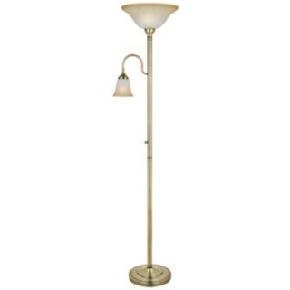 Lite Source Thiago Brass Torchiere Lamp with Reading Arm   #V1098