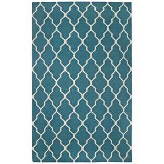 Lattice Collection Teal Flat Woven Area Rug   #V7884