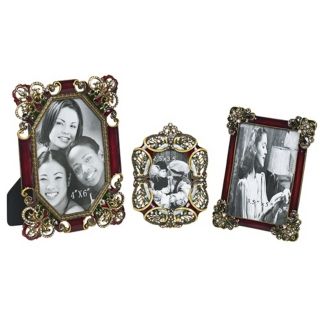 Set of 3 Red Jeweled Picture Frames   #R0871