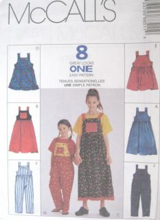Childs Girls Jumper Jumpsuit Sewing Pattern Button Straps Side Ties