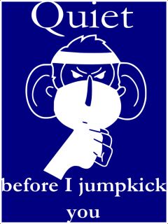Quiet Jump Kick Monkey Ninja Comic Cartoon Funny Tshirt s M L XL 2X 3X