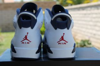 Nike Air Jordan 6 Retro VI Sz 10 5 USA Olympic 2012 White Blue Red