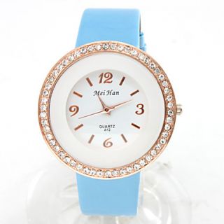 USD $ 4.69   Womens Casual PU Leather Analog Quartz Wrist Watch with