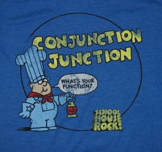 Schoolhouse Rock Blue Conjunction Junction Classic Cartoon Soft T