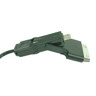 USD $ 4.39   3 In 1 Rectractable USB to Apple 30pin/Micro USB/Mini USB