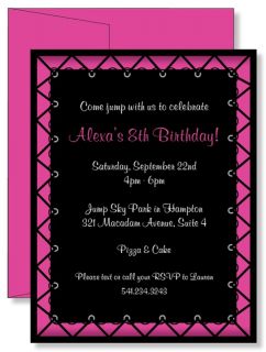 12 Custom Personalized Girls Jump Pink Trampoline Birthday Party