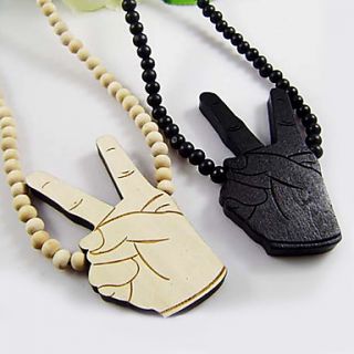 USD $ 5.89   Victory Gesture Wooden Necklace,