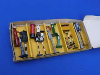 Boxed Early Dinky Toys Petrol Gas Station Pumps etc Large Set Boxed