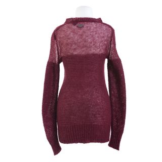 Just Cavalli Burgundy Wool Mohair See Through Sweater US s EU 40