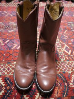 Vintage Justin 3404 Leather Western Cowboy Pull on Work Mens Boots USA