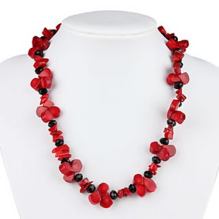 USD $ 6.89   Indefinite Form Shape Czech Stones with Coral Necklace