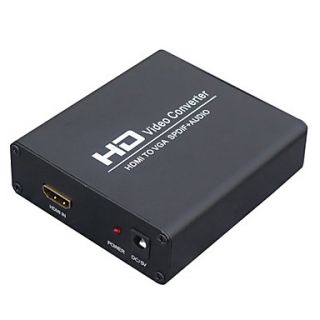 HDMI a VGA y de vídeo de audio SPDIF caja convertidora (negro)