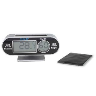 USD $ 8.99   LCD Solar Thermometer Hygrometer in Car/Room   Sliver