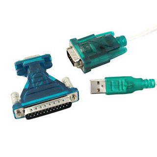 USD $ 6.59   USB 2.0 to 9/25 pin Serial RS232 Cable DB9/DB25 Adapter