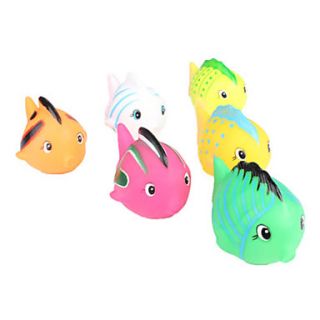 USD $ 8.29   Multi Colored Rubber Tropical Fish Squeeze Squeak Toys