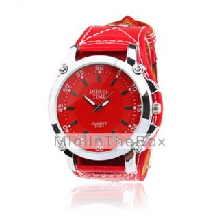 USD $ 9.99   Fashionable Quartz Wrist Watch with Red PU Band,