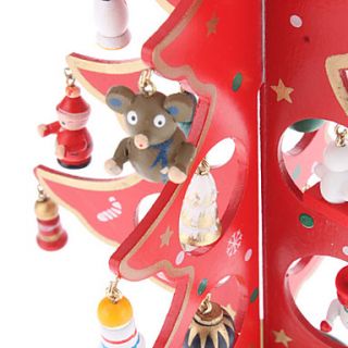 USD $ 15.89   Wooden Red 3D Christmas Tree Santa Claus Bell Standing