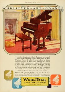 1926 Ad Wurlitzer Grand Piano de Kalb Illinois Musical Instrument