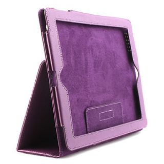 Litchi Grain Style PU Leather Case and Stand for Apple iPad 2 (Purple