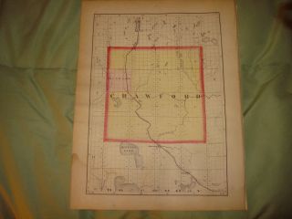 Kalkaska Crawford County Michigan Antique Handclr Map N