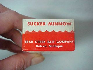 Bear Creek Sucker Minnow Lure Box w Dealer Display Vintage Fishing