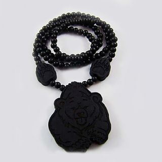 USD $ 5.39   Bear Pattern Wooden Necklace,