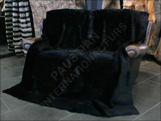 905 Black Velvet Rabbit Fur Throw Blanket Bedspread