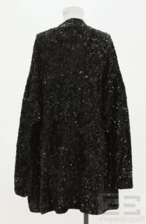 Donna Karan Black Silk Sequined Open Front Jacket Size P