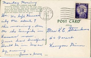 Vintage Kansas City MO Postcard Country Club Plaza 1959 20812A
