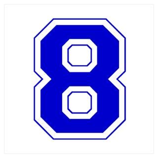  Wall Art  Posters  Varsity Font Number 8 Blue Poster