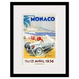 Grand Prix, Monaco, 1936, Vintage Poster, by Geo H Framed Print
