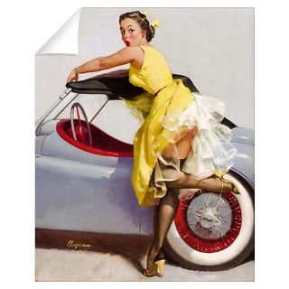 Wall Decals  Classic Car Vintage Pinup Girl 16 x 20 Wall Decal