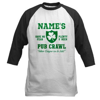 Beer Gifts  Beer Long Sleeve Ts  Custom Irish Pub Crawl Baseball