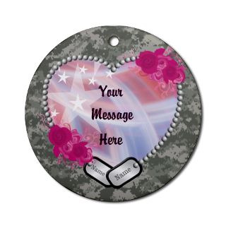Acu Gifts  Acu Home Decor  Military Heart Message Ornament (Round
