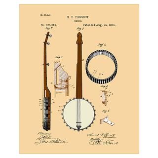 Wall Art  Posters  Banjo Patent Poster