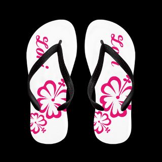 Beach Gifts  Beach Bathroom  Pink Floral Personalized Flip Flops