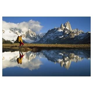 Wall Art  Posters  Hiker, Cerro Torre and Fitzroy