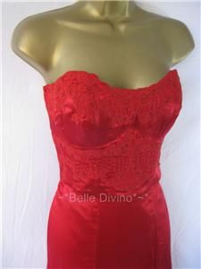 Karen Millen £210 Dress 10 Red Silk Intricate Embroidery Corset