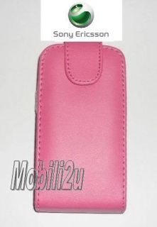 Flip Leather Cover Pouch for Sony Ericsson Mobile Black Pink Magnetic