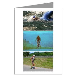 SOLO TRIATHLON TRIPTYCH PAINTING Greeting Cards (P