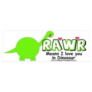 Wall Art  Posters  Rawr Means I Love You in Dino