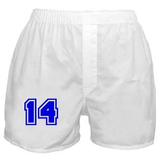 Varsity Uniform Number 14 (Blue) Boxer Shorts by bluegreenred