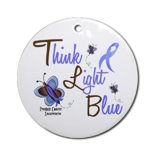 Think Light Blue 1 Butterfly 2 Ornament (Round)  Think Light Blue