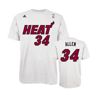 Ray Allen adidas White Name and Number # 34 Miami Heat T Shirt by