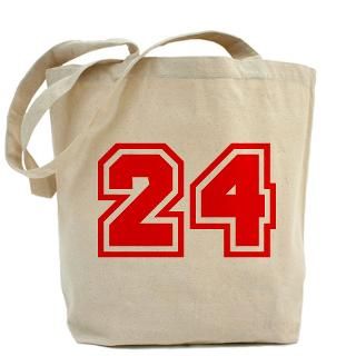 24 Gifts  24 Bags  Varsity Uniform Number 24 (Red) Tote Bag