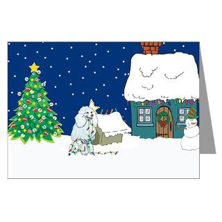 christmas lights poodle greeting cards pk of 10