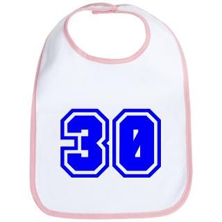30 Gifts  30 Baby Bibs  Varsity Uniform Number 30 (Blue) Bib